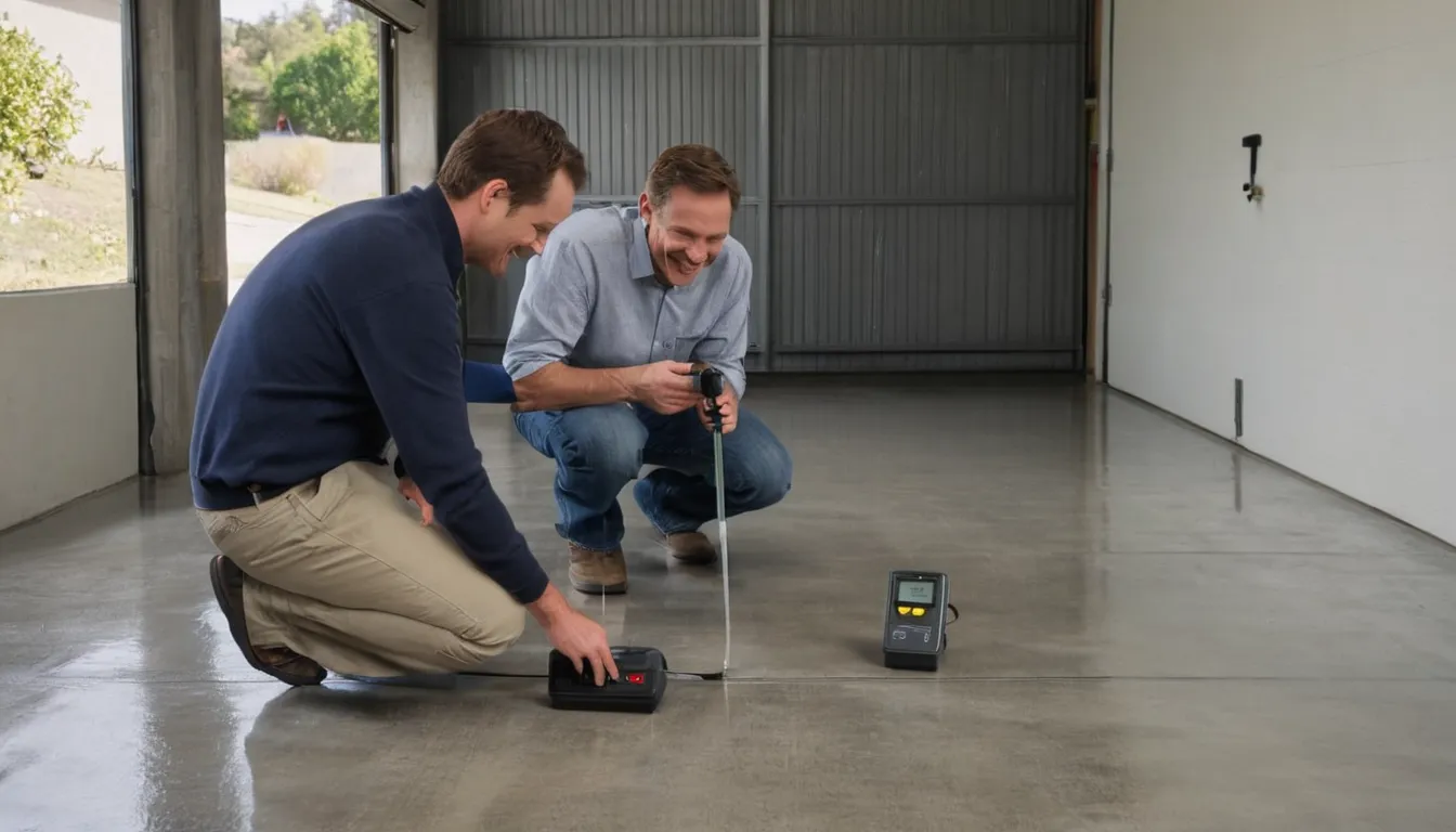 A provider checking a concrete slab in a home across the Naperville area